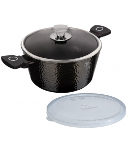 Cratita cu Capac din Sticla – 6.1L, Ø28 cm, Interior Granit, Aluminiu Forjat