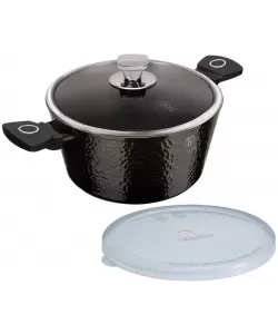 Cratita cu Capac din Sticla – 6.1L, Ø28 cm, Interior Granit, Aluminiu Forjat