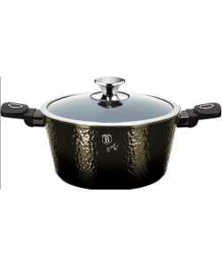 Cratita cu Capac din Sticla – 6.1L, Ø28 cm, Interior Granit, Aluminiu Forjat