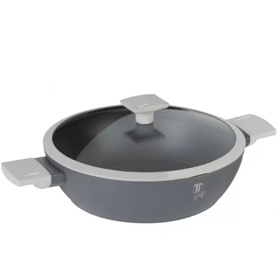 Cratita joasa cu capac, 28×7,5 cm – 3,8L, aluminiu forjat cu strat antiaderent BH/7070N