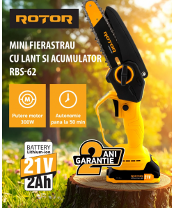 Mini drujba 6" RBS-62 ROTOR, 1 acumulator 21V/2Ah, 1 x incarcator