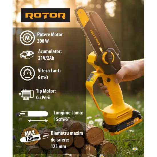 Mini drujba 6" RBS-62 ROTOR, 1 acumulator 21V/2Ah, 1 x incarcator