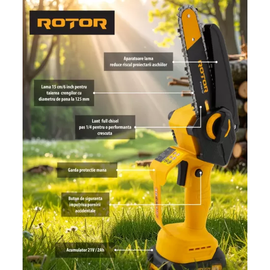 Mini drujba 6" RBS-62 ROTOR, 1 acumulator 21V/2Ah, 1 x incarcator