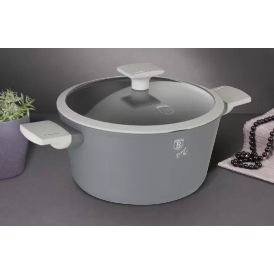 Oala cu capac 24 cm, 4.5 L Berlinger Haus BH 8260, Aspen Collection, antiaderenta cu strat de titan, compatibila cu inductie