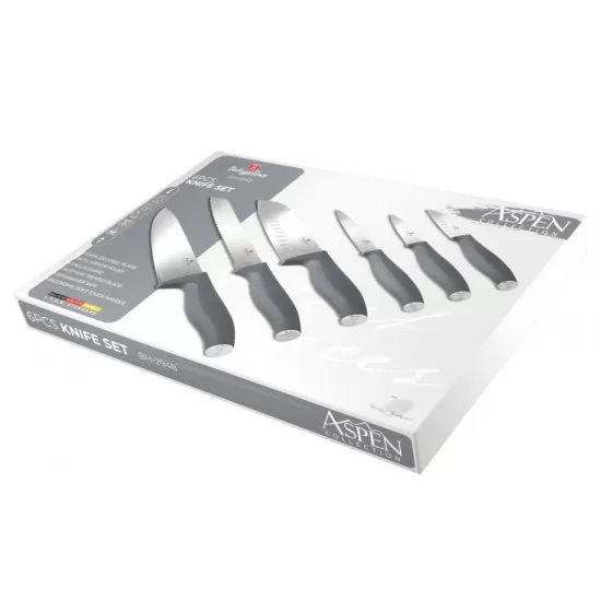 Set 6 Cutite de Bucatarie din Otel Inoxidabil cu Suport Magnetic – Maner Ergonomic Soft Touch