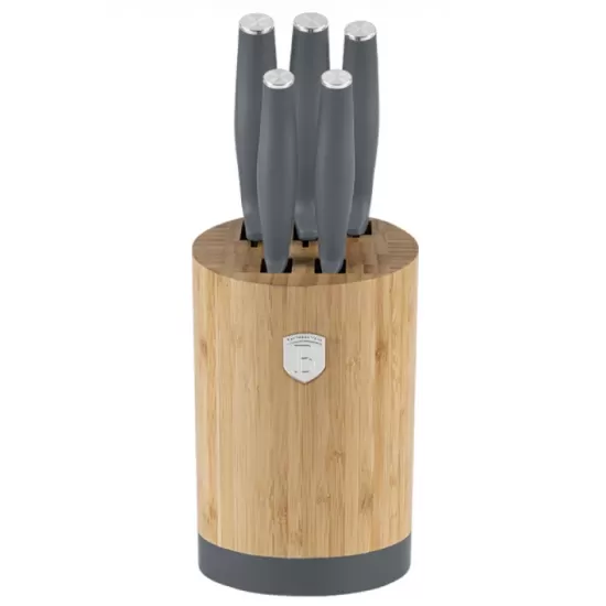 Set 6 piese cutite cu suport BAMBOO, gri mat - BH/2680
