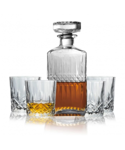 Set carafe si pahare whisky Berlinger, sticla, 750 ml carafa, 4 pahare 220 ml, transparent