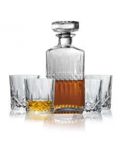 Set carafe si pahare whisky Berlinger, sticla, 750 ml carafa, 4 pahare 220 ml, transparent