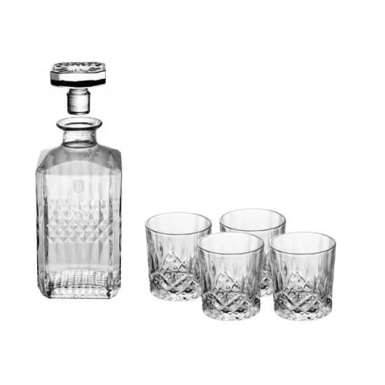 Set carafe si pahare whisky Berlinger, sticla, 750 ml carafa, 4 pahare 220 ml, transparent