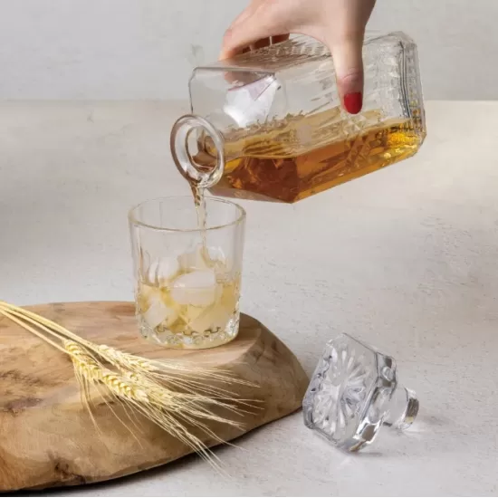 Set carafe si pahare whisky Berlinger, sticla, 750 ml carafa, 4 pahare 220 ml, transparent