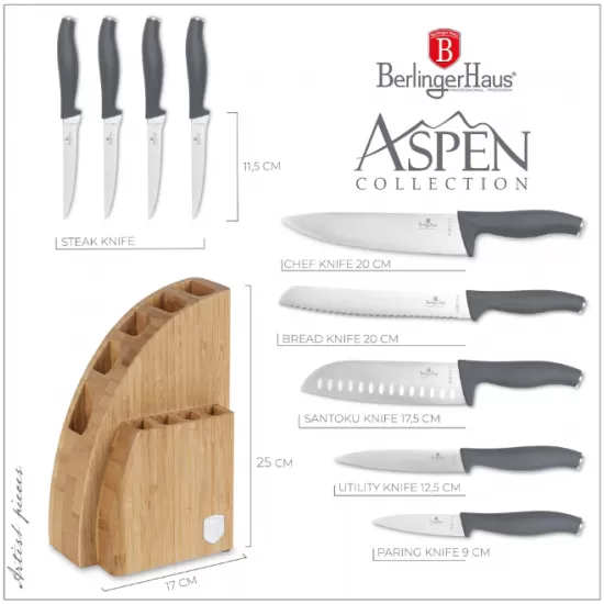 Set cutite 10piese si suport Berlinger Haus, BH/2759