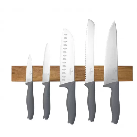 Set de cutite cu carlig magnetic din lemn de salcam - gri,Berlinger Haus Aspen Collection 6 piese