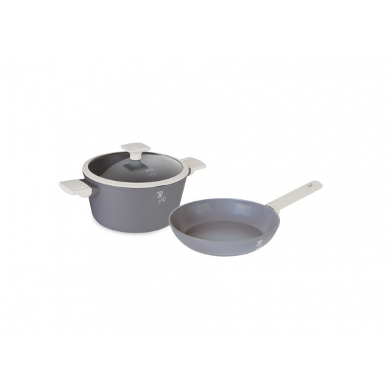 Set Oala si Tigaie, BerlingerHaus, Aluminiu, 24 x 11.8 cm / 24 x 4.8 cm, 1.7 L / 4.1 L, Gri