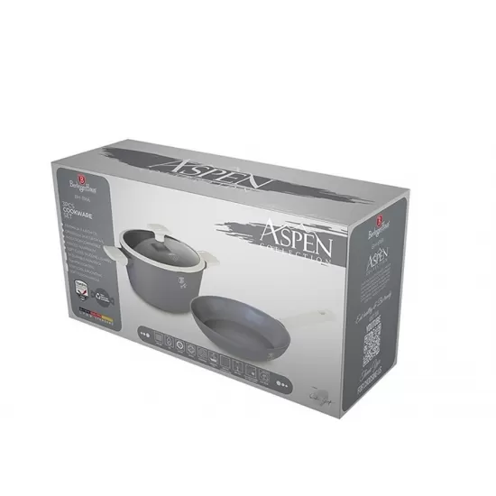 Set Oala si Tigaie, BerlingerHaus, Aluminiu, 24 x 11.8 cm / 24 x 4.8 cm, 1.7 L / 4.1 L, Gri