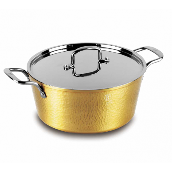 Cratita aluminiu forjat 26 cm cu capac inox si strat antiaderent marmorat – 5.2L BH/8011