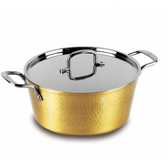 Cratita aluminiu forjat 26 cm cu capac inox si strat antiaderent marmorat – 5.2L BH/8011