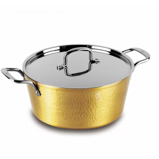 Cratita aluminiu forjat 26 cm cu capac inox si strat antiaderent marmorat – 5.2L BH/8011