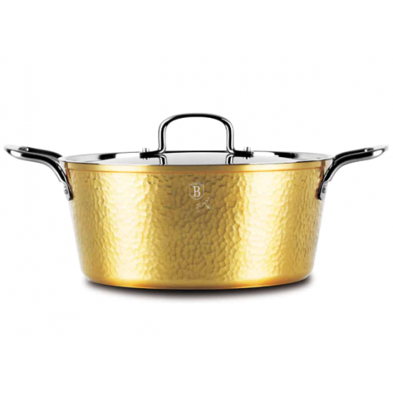 Cratita aluminiu forjat 26 cm cu capac inox si strat antiaderent marmorat – 5.2L BH/8011