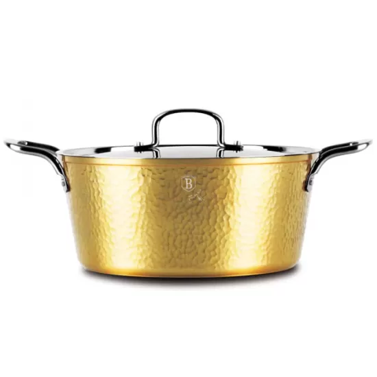 Cratita aluminiu forjat 26 cm cu capac inox si strat antiaderent marmorat – 5.2L BH/8011