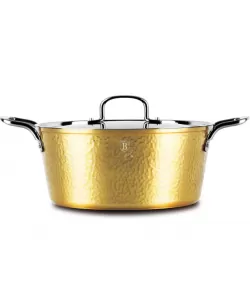 Cratita aluminiu forjat 22 cm cu capac inox si strat antiaderent marmorat – 3.3L BH/8010