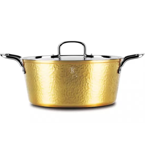 Cratita aluminiu forjat 22 cm cu capac inox si strat antiaderent marmorat – 3.3L BH/8010