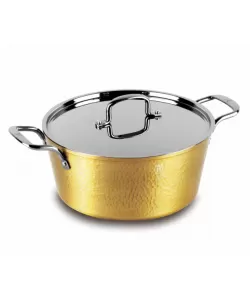 Cratita aluminiu forjat 24 cm cu capac inox si strat antiaderent marmorat – 4.1L BH/7748