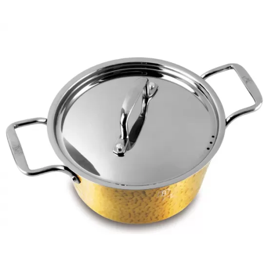 Cratita aluminiu forjat 24 cm cu capac inox si strat antiaderent marmorat – 4.1L BH/7748