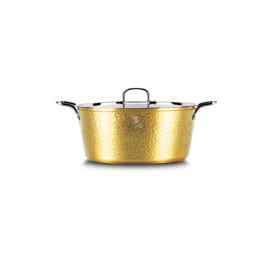Cratita aluminiu forjat 20 cm cu capac inox si strat antiaderent marmorat – 2.5L BH/7747