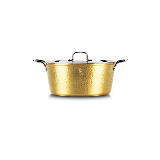 Cratita aluminiu forjat 20 cm cu capac inox si strat antiaderent marmorat – 2.5L BH/7747