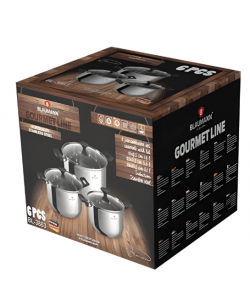 Set cratite inox 6 piese cu capace – 3 cratite cu scara de maurare si manere termorezistente BL-3863