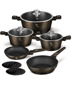 Set cratite și tigai 10 piese din aluminiu forjat cu strat antiaderent – BH/8243