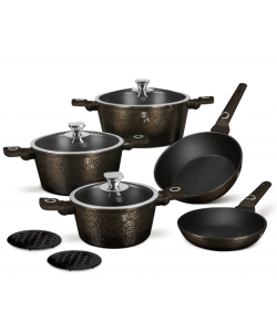 Set cratite și tigai 10 piese din aluminiu forjat cu strat antiaderent – BH/8243