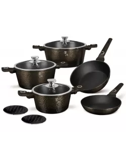 Set cratite și tigai 10 piese din aluminiu forjat cu strat antiaderent – BH/8243