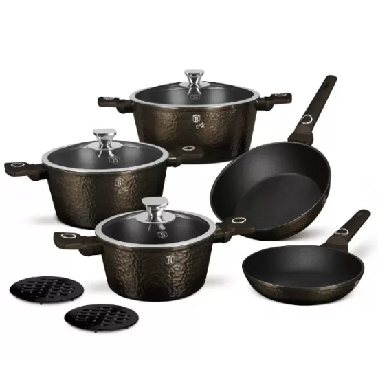 Set cratite și tigai 10 piese din aluminiu forjat cu strat antiaderent – BH/8243