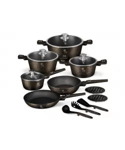 Set cratite si tigai 15 piese din aluminiu forjat cu strat antiaderent – BH/8244