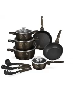 Set cratite si tigai 15 piese din aluminiu forjat cu strat antiaderent – BH/8244