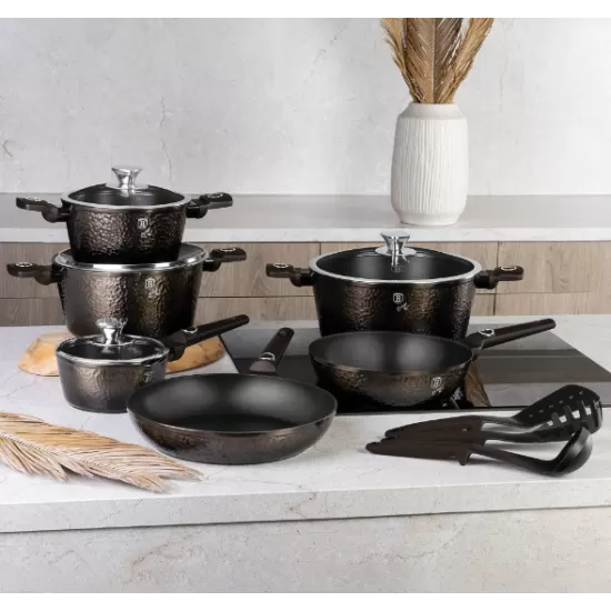 Set cratite si tigai 15 piese din aluminiu forjat cu strat antiaderent – BH/8244