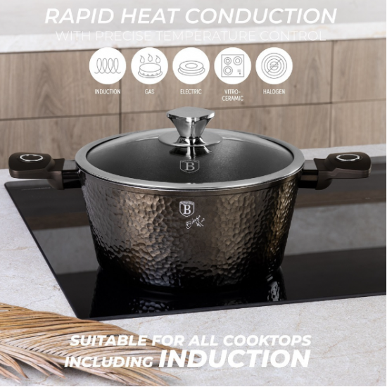 Set cratite si tigai 15 piese din aluminiu forjat cu strat antiaderent – BH/8244