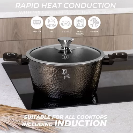 Set cratite si tigai 15 piese din aluminiu forjat cu strat antiaderent – BH/8244