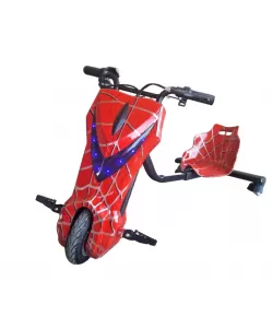 Tricicleta Electrica Drift Pentru Copii 360, Cu Suspenie, Trike, Motor 250W, Baterie 36V, 4400 mAh, Bluetooth, Viteza 15 km/h, Rosu Spiderman