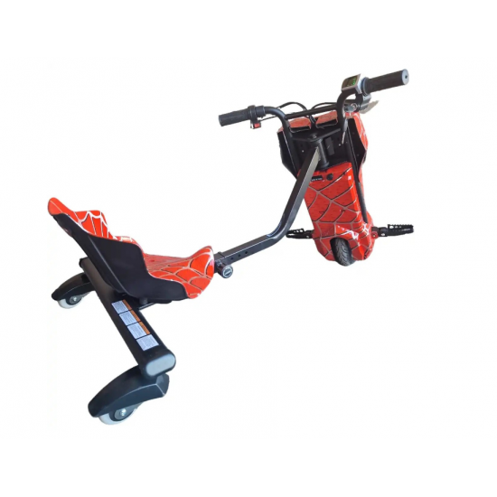 Tricicleta Electrica Drift Pentru Copii 360, Cu Suspenie, Trike, Motor 250W, Baterie 36V, 4400 mAh, Bluetooth, Viteza 15 km/h, Rosu Spiderman