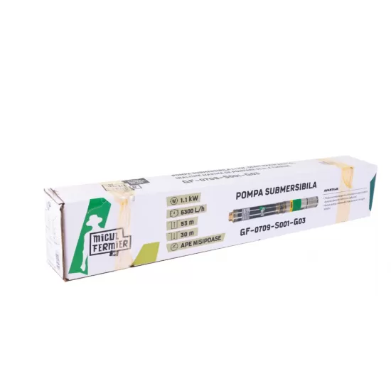 Pompa submersibila Micul Fermier, 1.1 kW, debit maxim 6300 l/h, inaltime maxima de pompare 53m, 8 turbine