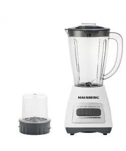 Blender cu rasnita HAUSBERG HB-7770AB, 500 W, 4 trepte de viteza, vas din plastic gradat de 1.5 litri, functie Pulse, lame din otel inoxidabil, sistem de siguranta, alb