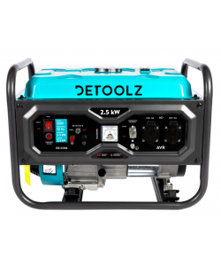 Generator Detoolz 2.5kW 2 prize 230V benzina, 4T, pornire manuala 15L fara roti G01