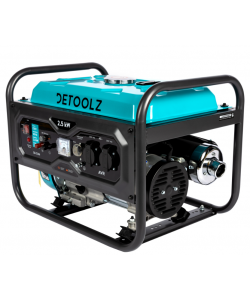 Generator Detoolz 2.5kW 2 prize 230V benzina, 4T, pornire manuala 15L fara roti G01