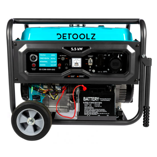 Generator  5.5kW 2P230 B4T pornire electrica 25L cu roti G02  Detoolz