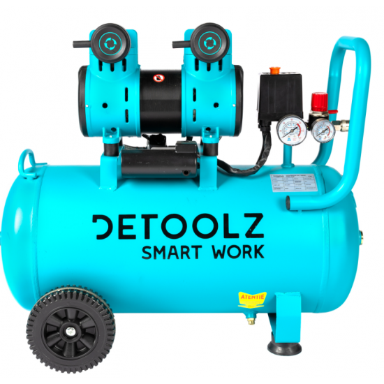 Compresor  50L fara ulei, 1680 W, debit 214L/min, 8 bar, 2 prize de aer Detoolz