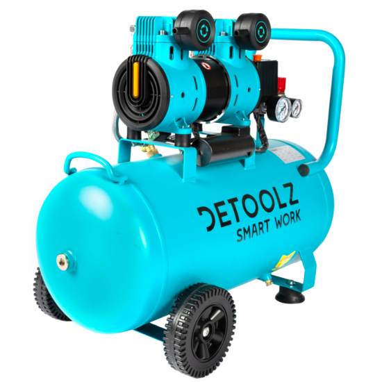 Compresor  50L fara ulei, 1680 W, debit 214L/min, 8 bar, 2 prize de aer Detoolz