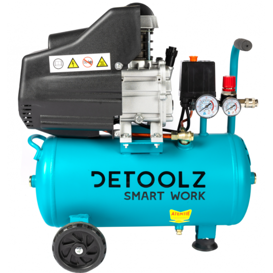 Compresor  24L cu ulei, 1500 W, debit 160L/min, 8 bar, 2 prize de aer Detoolz
