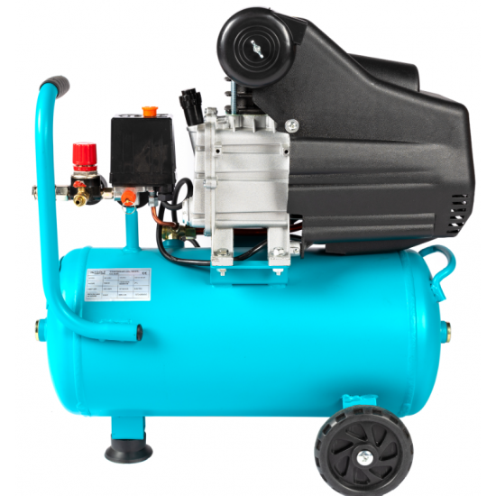 Compresor  24L cu ulei, 1500 W, debit 160L/min, 8 bar, 2 prize de aer Detoolz